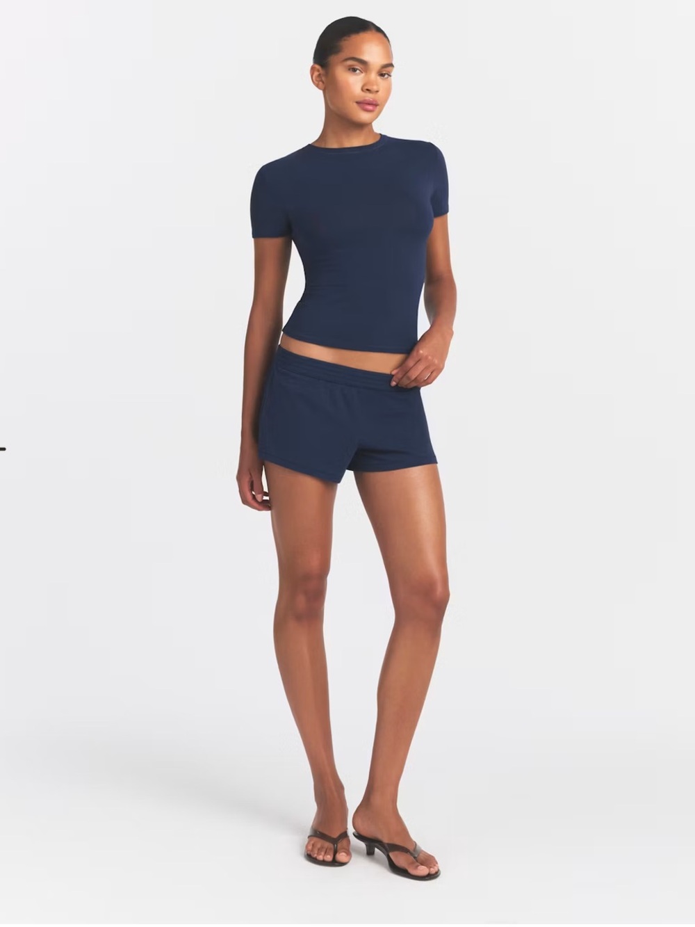 Skims Dark Navy Cotton Shorts — COTTON JERSEY LOOSE SHORT | NAVY, XXS